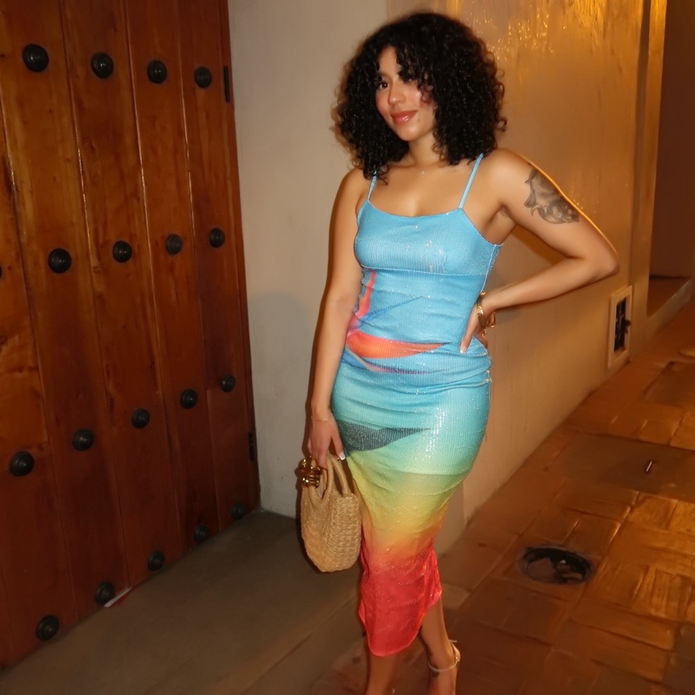 Vibrant Gradient Sequins Dress